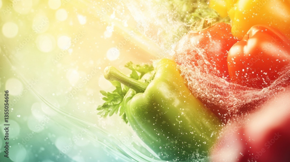 Aufkleber Fluid motion abstract background featuring vibrant groceries with dynamic waves and soft gradients creating an energetic vibe
