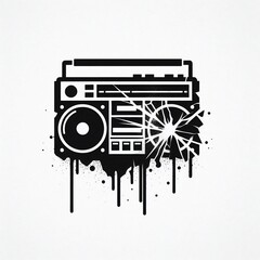 Shattered Beats Boombox Graffiti Art