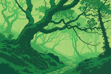 24 Lush green forest, tranquil river, rocky riverbank, natural stone arch, misty atmosphere, sunbeams filtering through trees, reflective water surface, moss-covered rocks, serene landscape, ethereal 