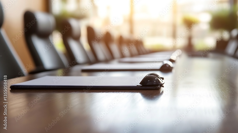 Poster modern conference room setup with a long table ready for corporate meetings and teamwork : generativ
