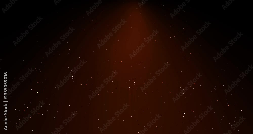 Sticker rising sparkling particles in orange light. abstract animation.