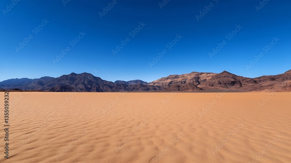 Aufkleber expansive desert landscape with mountains under a clear blue sky : generative ai
