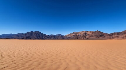 Fototapeta premium Expansive desert landscape with mountains under a clear blue sky : Generative AI