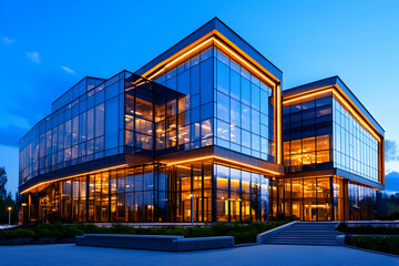 Modern Office Building at Dusk