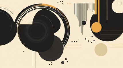 Obraz premium Abstract geometric shapes, layered circles, lines, and color palettes. Possible use for backgrounds, posters, websites