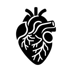 simple black human heart anatomy  icon vector design