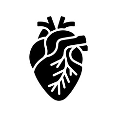 simple black human heart anatomy  icon vector design