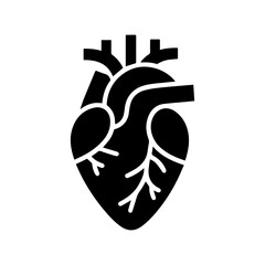 simple black human heart anatomy  icon vector design