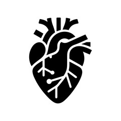 simple black human heart anatomy  icon vector design