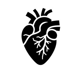 simple black human heart anatomy  icon vector design