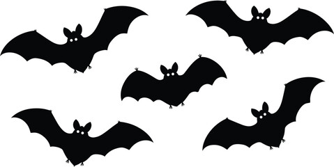 Spooky Cartoon Bats Illustration – Halloween Flying Vampire Silhouettes for Fun and Creepy Artwork