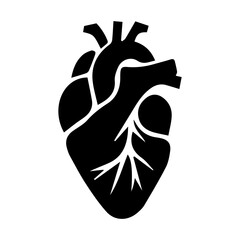 simple black human heart anatomy  icon vector design
