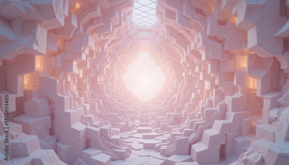 Poster exploring the ethereal light tunnel abstract environment digital art showcase futuristic space persp