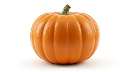 Obraz premium Orange pumpkin on white. Cucurbita symbolizes autumn harvest season. Bright, plain gourd for decoration. Festive, organic ingredient.