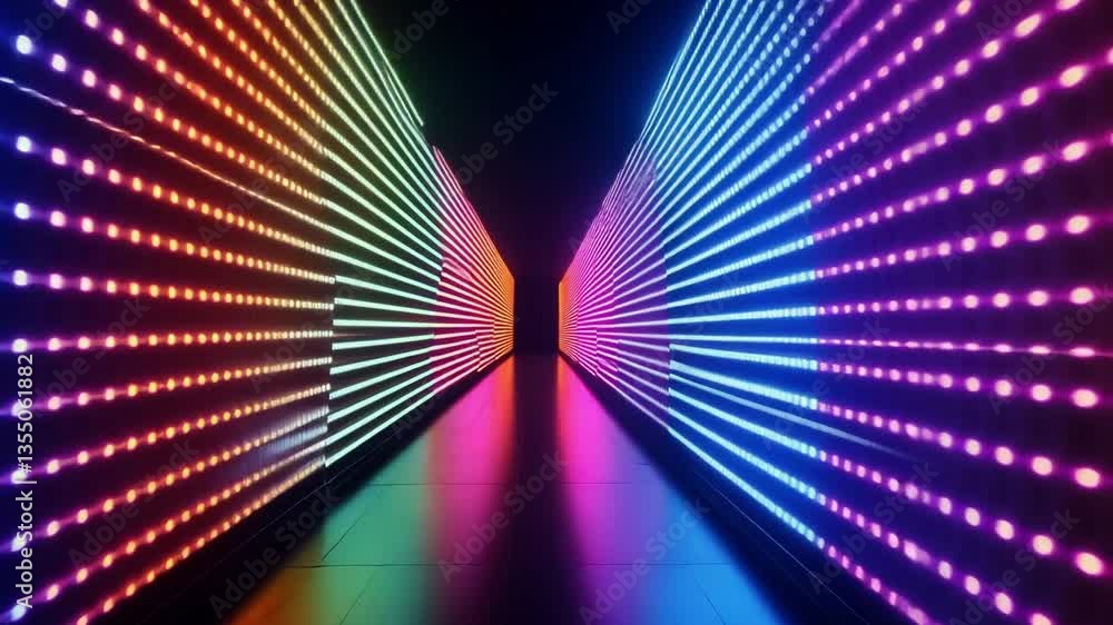 Aufkleber chromatic corridor: an immersive, vibrant display of neon lights converge, creating a captivating tu
