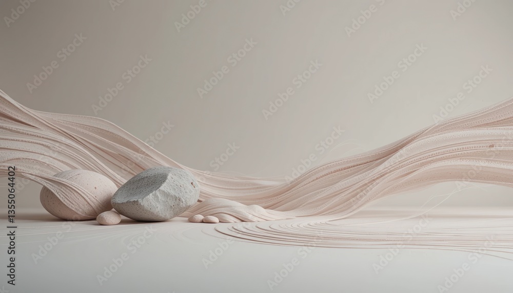 Poster creative flow art installation studio space abstract design minimalist environment close-up view con