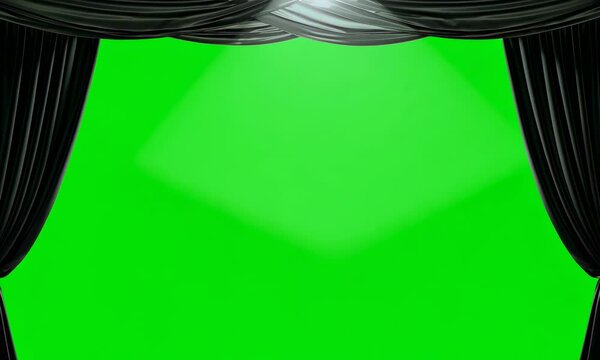 pening blue wavy curtain with spotlight motion animation green screen background