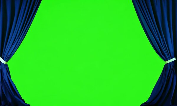pening blue wavy curtain with spotlight motion animation green screen background