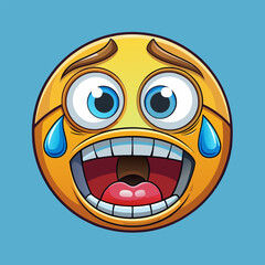 Hilarious emoji with glasses laughs out loud.