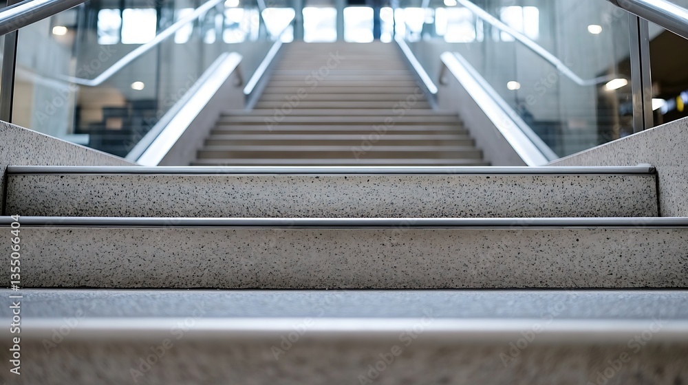 Fototapete view of modern staircase with sleek design leading upwards towards bright open space : generative ai