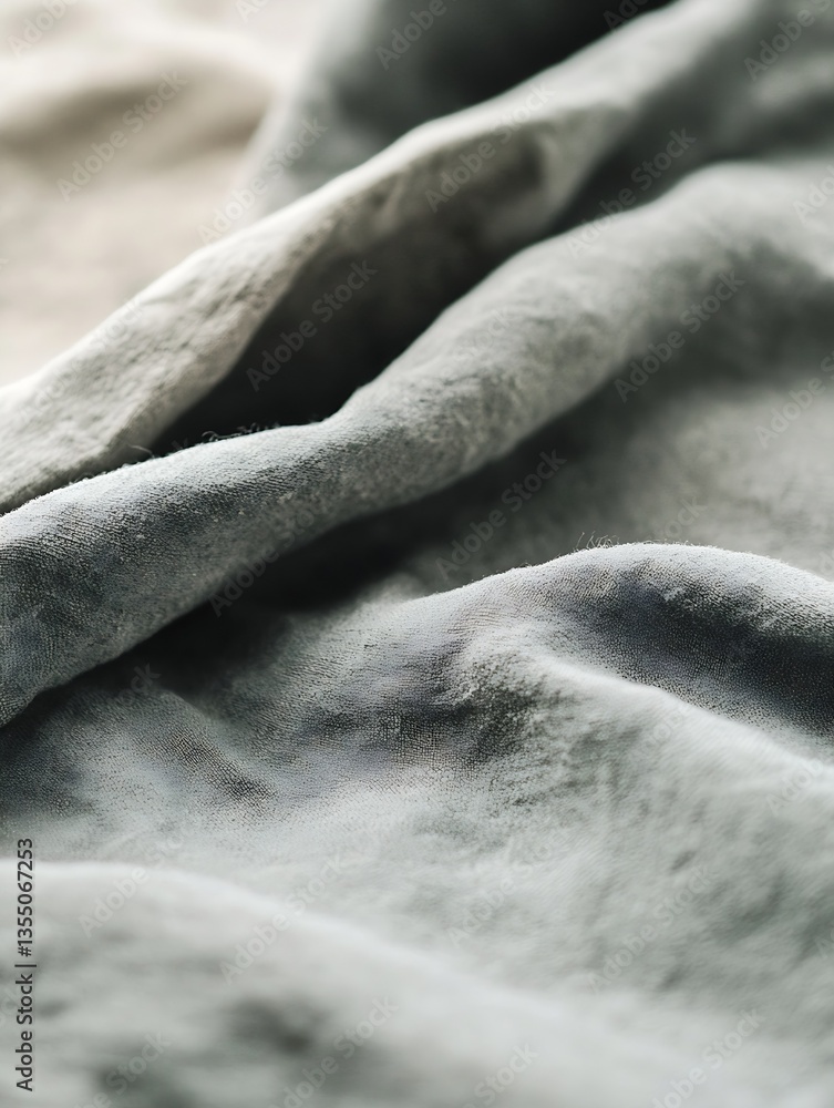 Poster soft textured fabric draping elegantly in shades of green and beige for a cozy home vibe : generativ