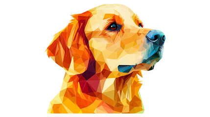 Vibrant Geometric Art of a Golden Retriever Dog