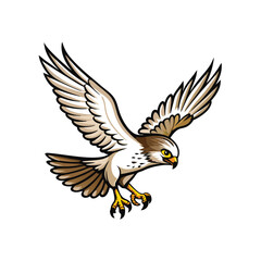 Obraz premium Generate a realistic, close-up image of a Mauritius Kestrel in dynamic flight, swooping downwards with intense focus. Show detailed feather texture and sharp talons.