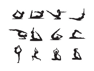 silhouettes of yoga poses