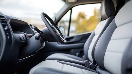 Modern and Stylish Gray Interior of a Vehicle Showcasing Ergonomic Design and Comfort : Generative AI
