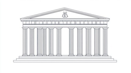 Obraz premium Ancient Greek Temple Front View, Architectural Design, Empty Building, Possible Use Stock Photo