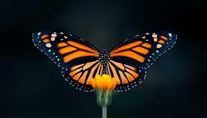 Fototapeta premium Monarch Butterfly on Flower with Dark BG.