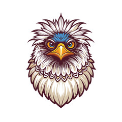 Realistic illustration of a Bali Myna bird, showcasing intricate details of its plumage and beak.  Depict the bird perched on a branch.