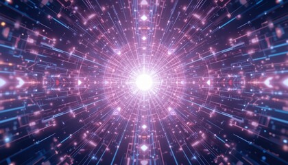 Dynamic light burst action cosmic space digital art vibrant energy fractal patterns abstract concept