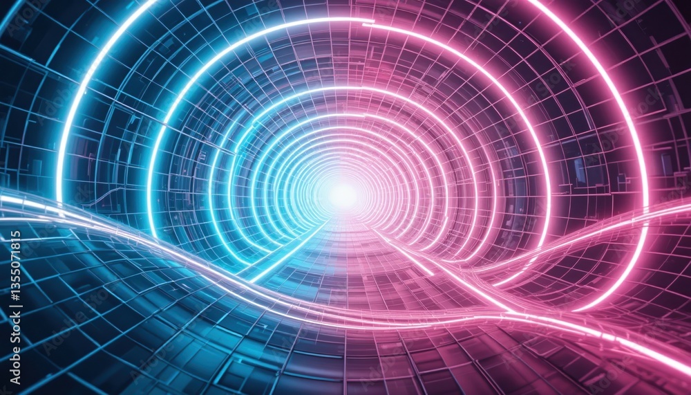Poster dynamic light tunnel experience digital space visual content futuristic environment abstract viewpoi