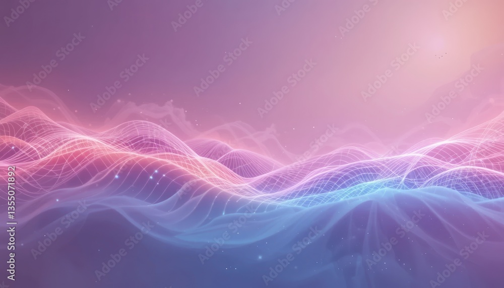 Poster dynamic digital wave patterns abstract visualization graphic design vivid colors conceptual art