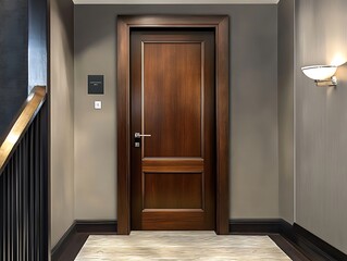 Elegant entrance hall featuring a sleek modern door and sophisticated decor in a high-end luxury