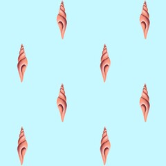 Seamless pattern with sea shells