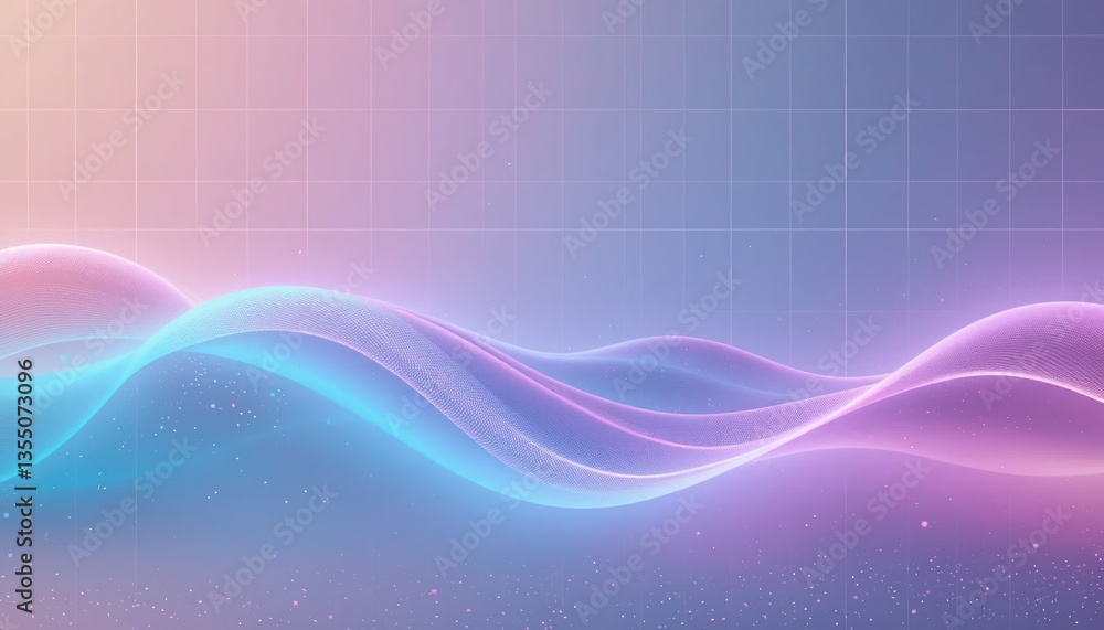 Poster dynamic waves of color flowing in a digital landscape abstract art modern design futuristic environm