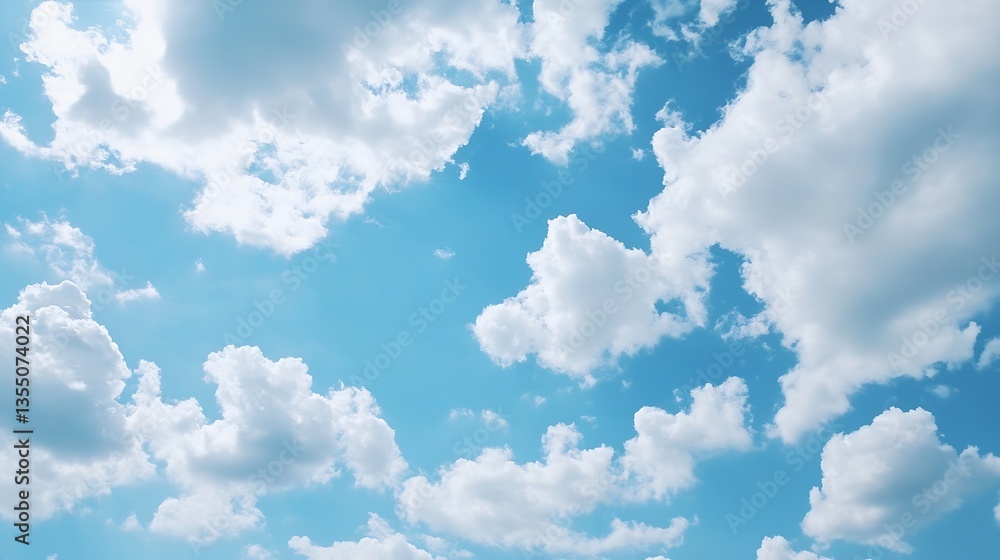 Aufkleber fluffy white clouds scattered across a bright blue sky providing a serene and calming atmosphere for
