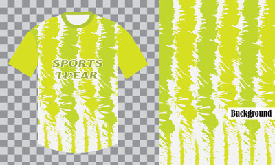 Sportswear sublimation jersey white and green and yellow thunder pattern t shirt printable design with mockup geometric pattern halftone vector grunge