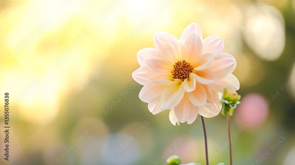 Aufkleber Delicate flower bloom in soft light creating an enchanting backdrop for nature lovers and photography : Generative AI