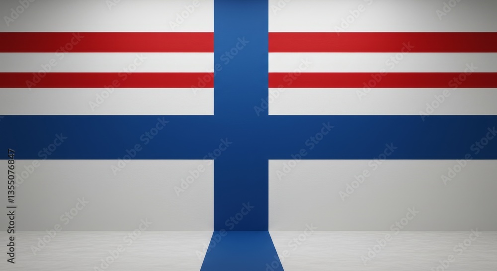 Poster abstract flag design room - modern minimalist room design featuring an abstract flag pattern on the 