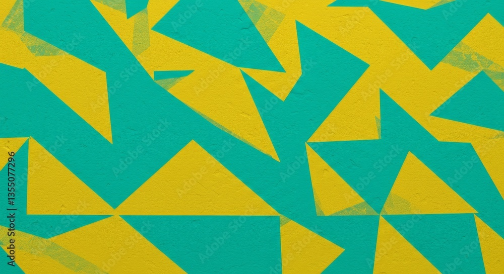 Poster abstract geometric pattern in teal and gold - a vibrant abstract featuring a dynamic interplay of te