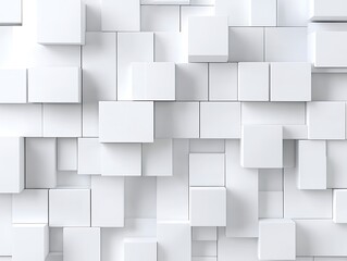 Abstract geometric 3D white square pattern background, minimalistic and modern design