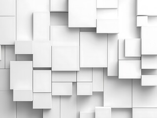 Abstract geometric 3D white square pattern background, minimalistic and modern design