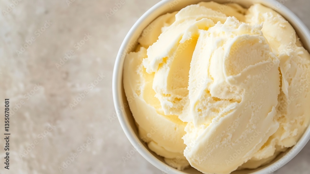 Poster delicious creamy vanilla ice cream served in a bowl showcasing smooth texture and appetizing look : 