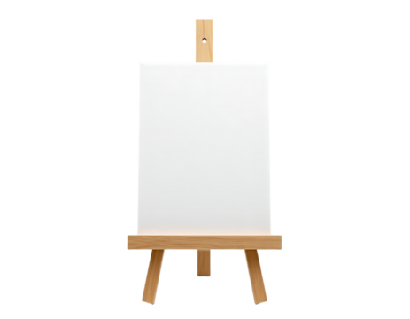 Easel with a blank canvas, ready for artwork or painting.