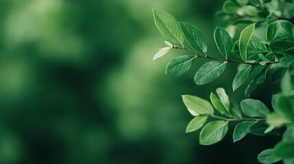 Obraz premium Close up of fresh green leaves showcasing nature's beauty and delicate details on a blurred background : Generative AI