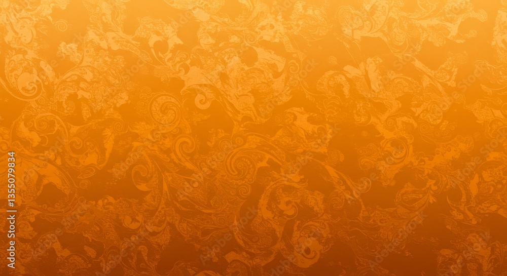 Poster Amber Swirl Background Texture - Abstract orange background texture with swirling, paisley-like patterns. Perfect for websites, presentations, or design projects