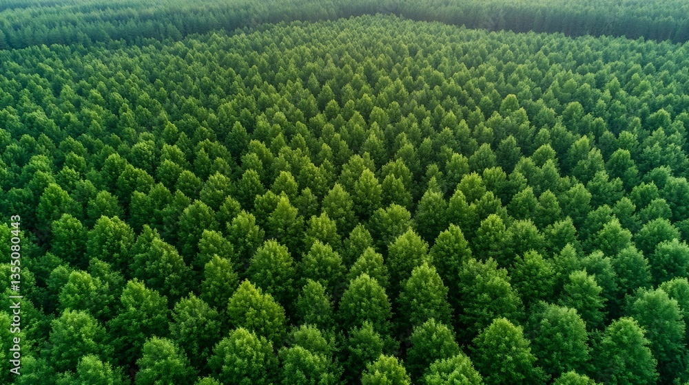 Poster An aerial view of a lush green forest filled with dense trees creating a vibrant and healthy ecosystem : Generative AI